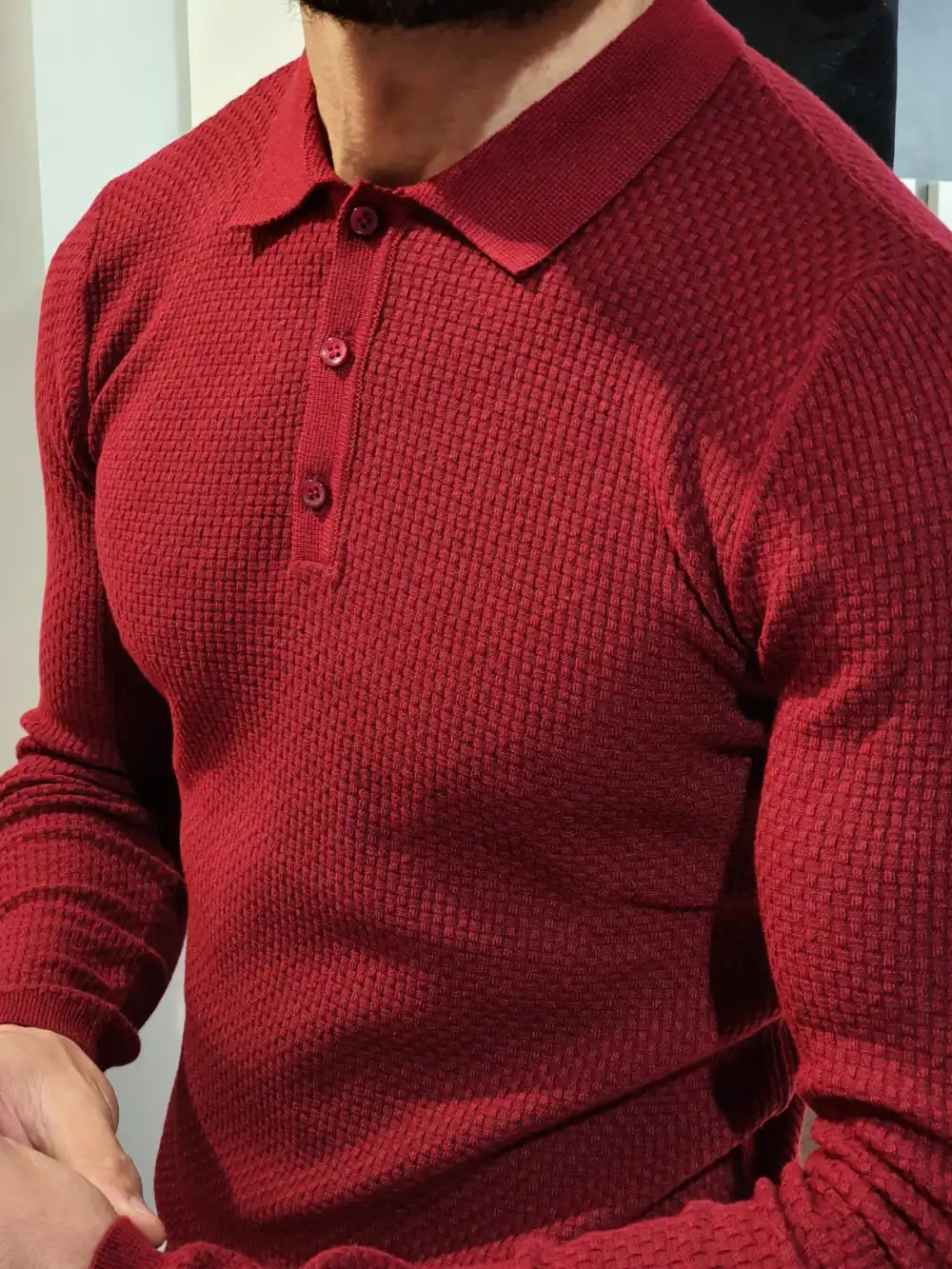 Modern Polo Collar Slim Fit Knit Sweater