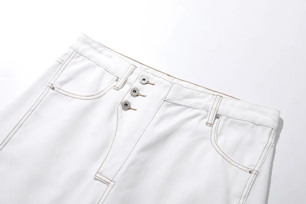 Irregular White Denim Jeans