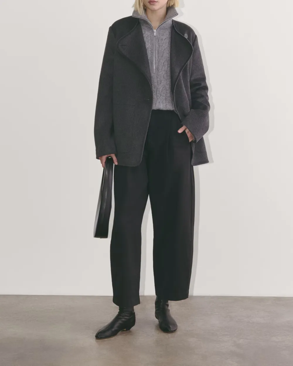 Short Wool Coat With Lapel