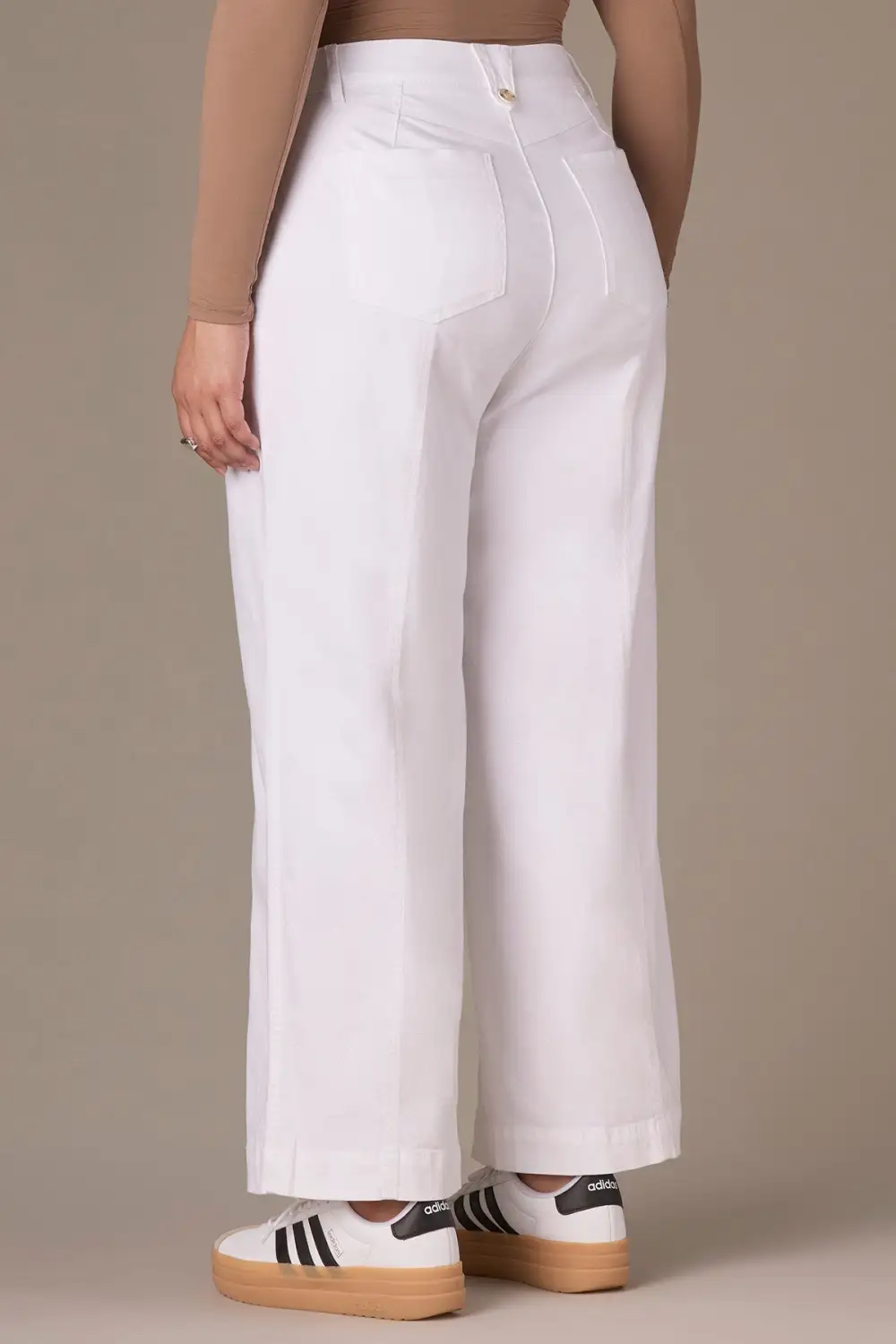 Button Fly Wide Leg Plus Size Pants