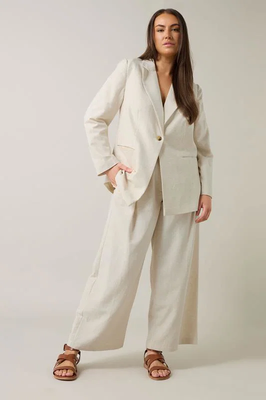 Natural Brown Tailored Linen Trousers detail 1