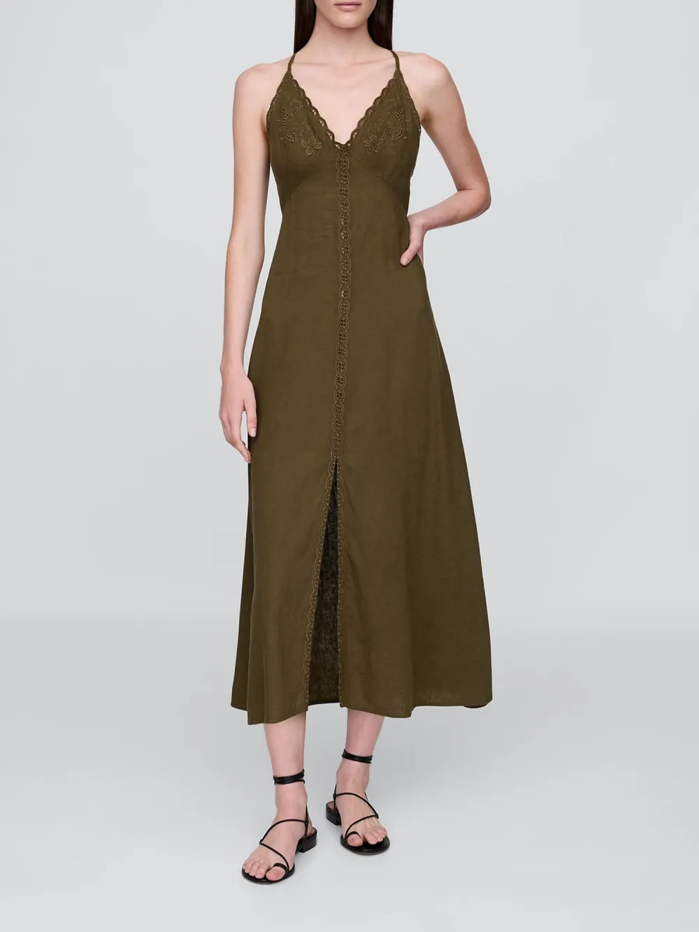 Deep V-Neck Slit Dress