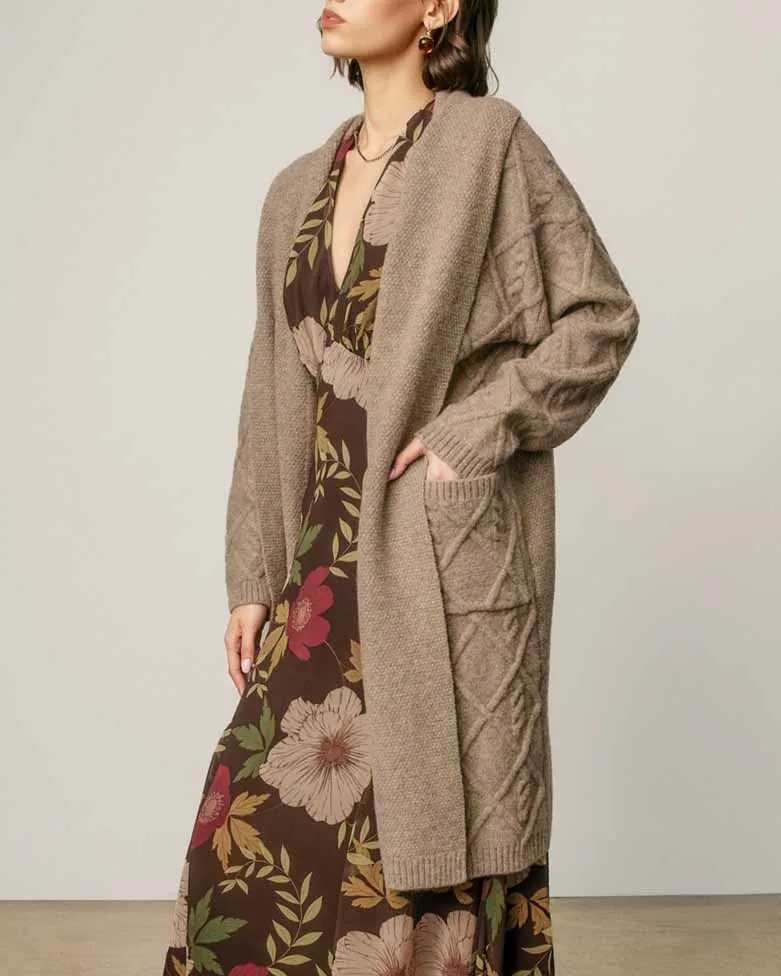 Cable Knit Midi Cardigan