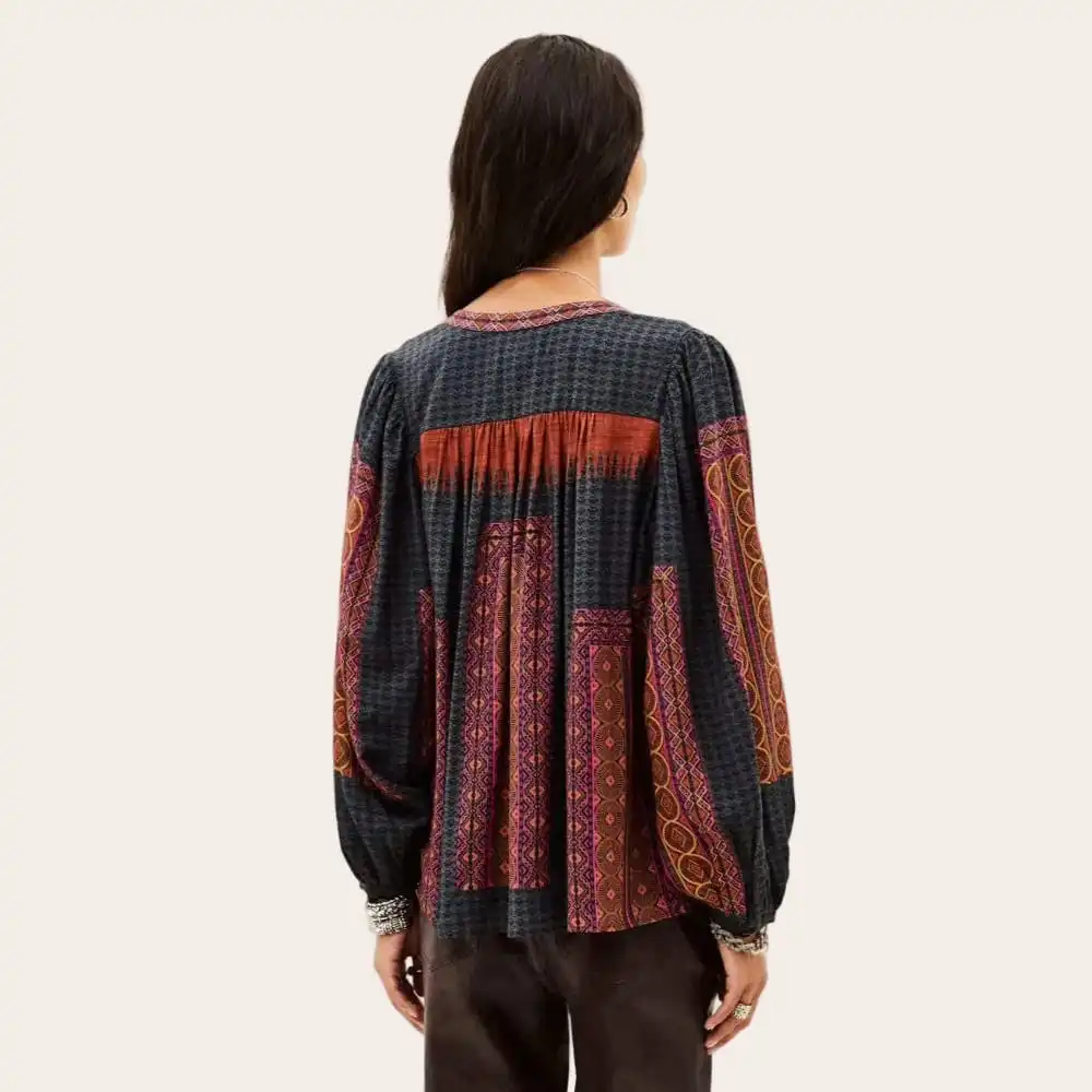 Long-Sleeve Patterned Viscose Women's Shirt