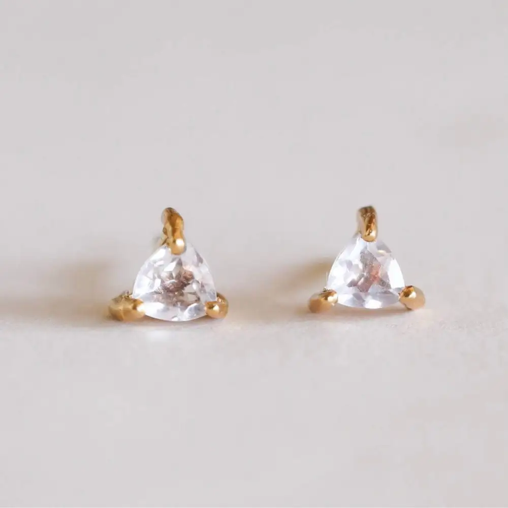 Sculpted Minimal Gem Stud Earrings