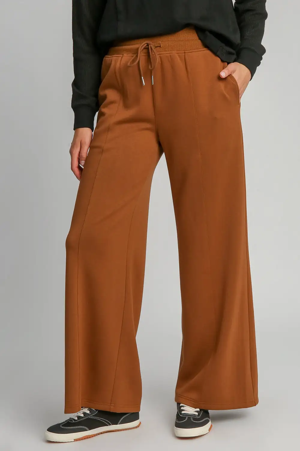 Drawstring Wide Leg Pants With Pocket