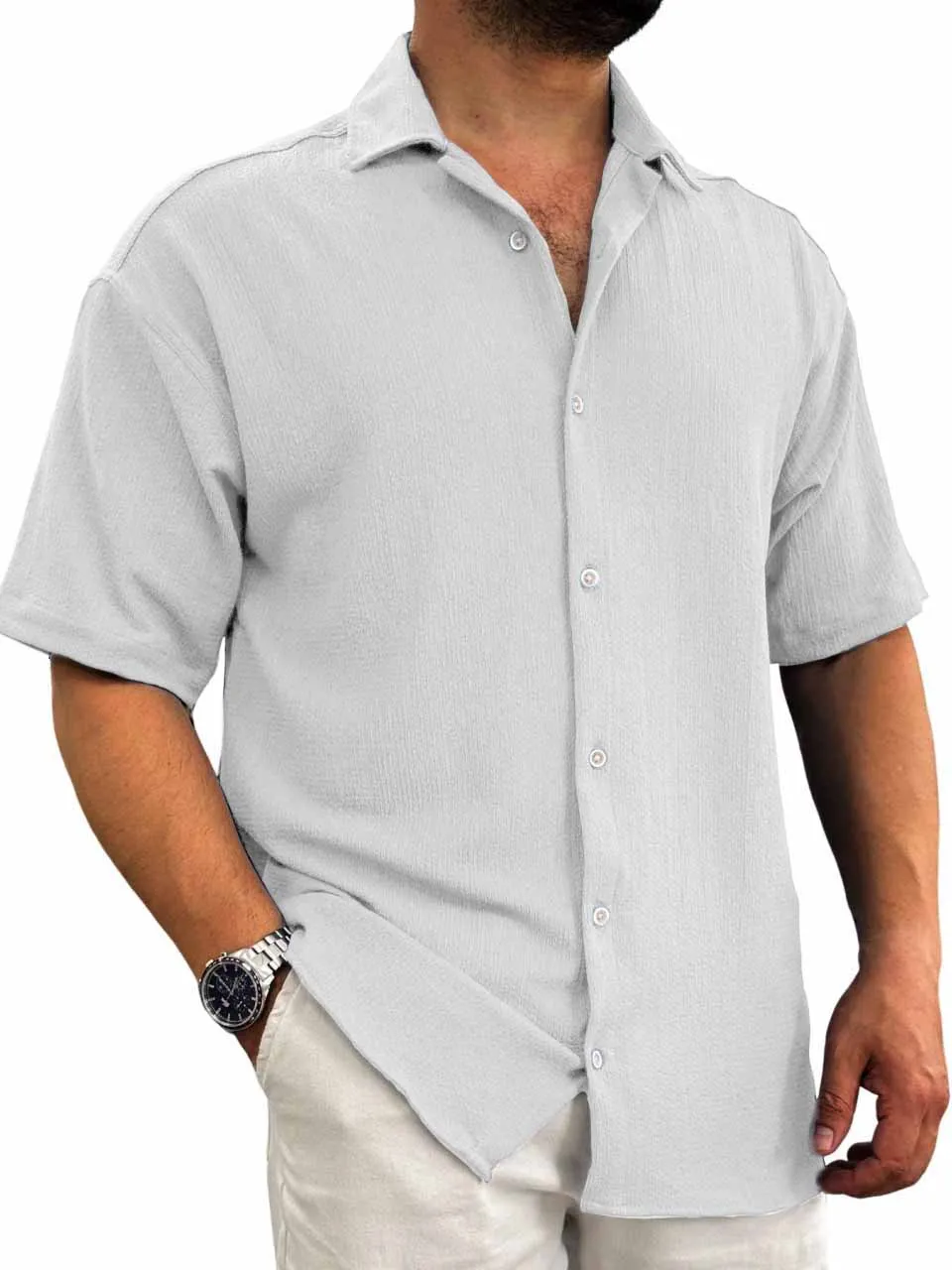 Layered Short Sleeve Button Front Shirt