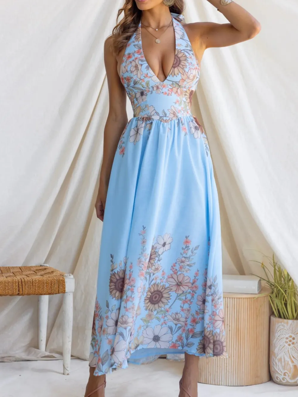Everyday Halter Floral Maxi Dress