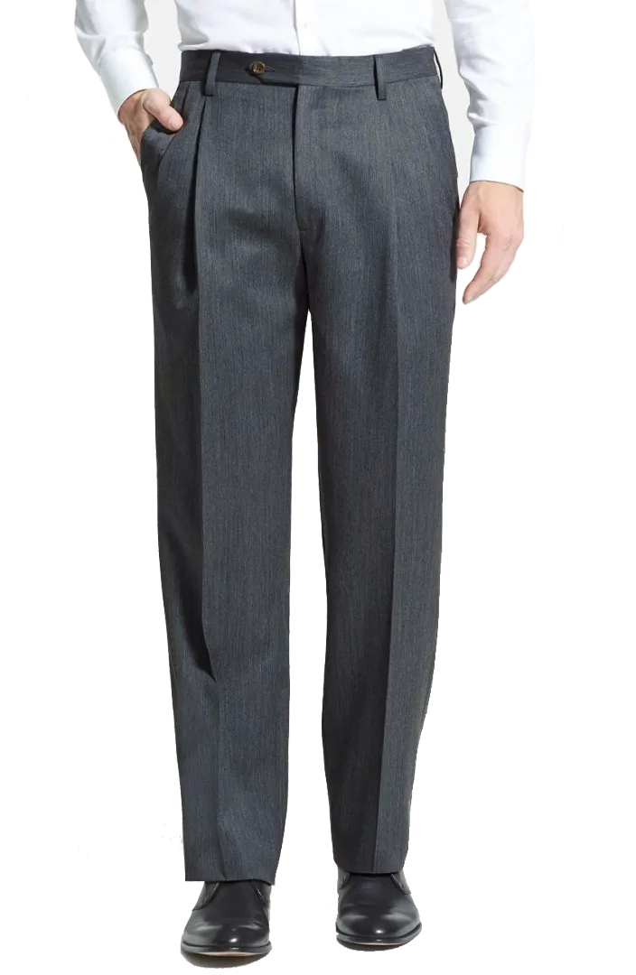 Versatile Gabardine Tropical Weave Flat Front Pleated Front Regular Rise Trousers