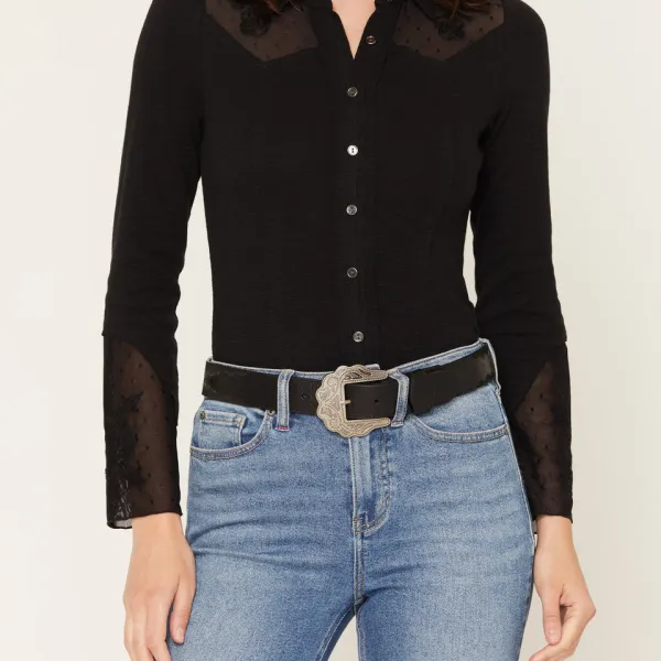 Suede Leather Boot Stitch Waist Belt