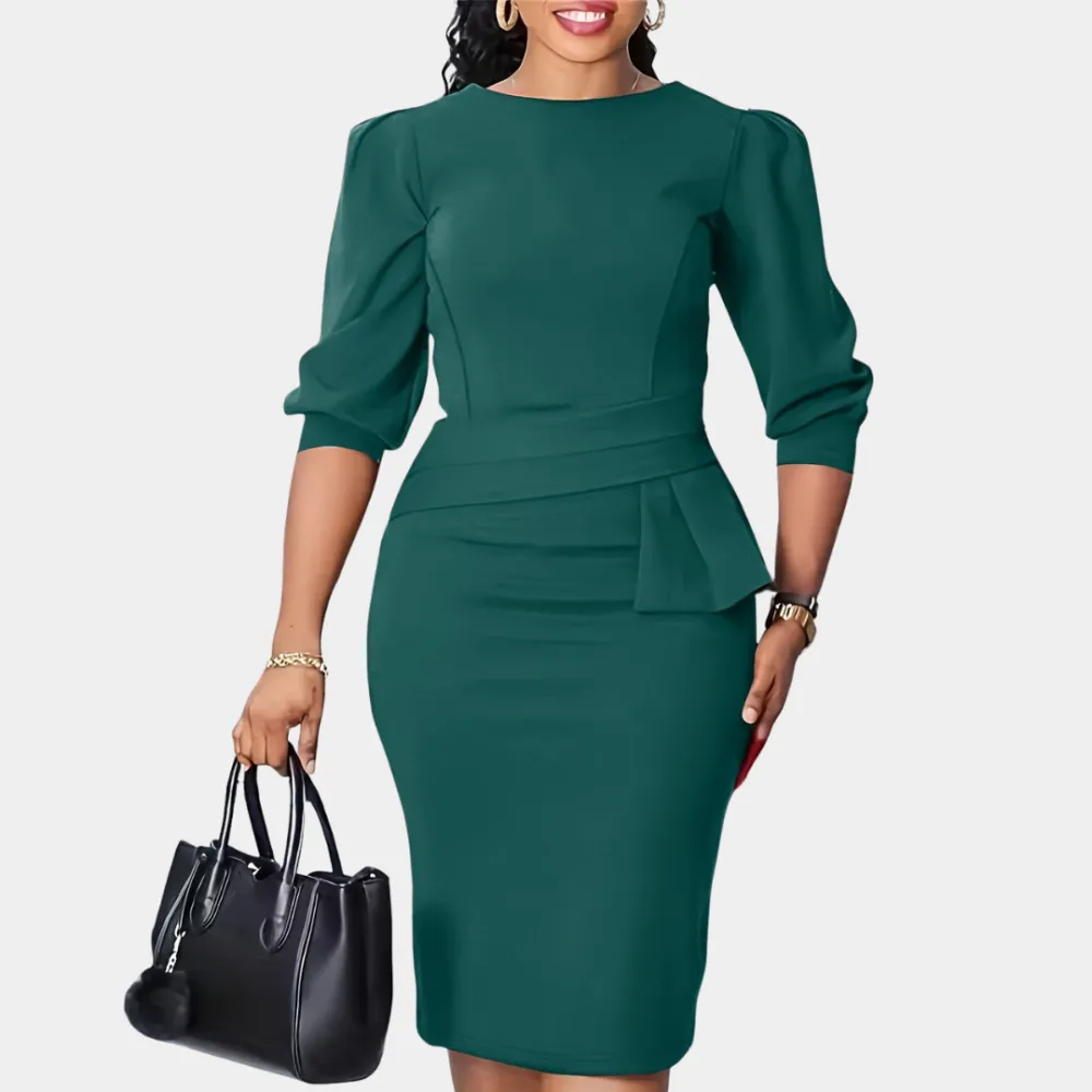  Ruffle Waist Midi Dress