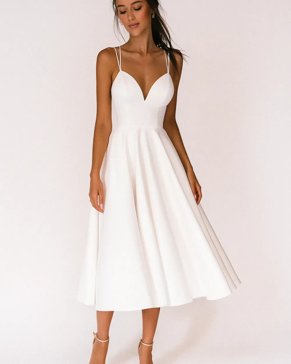 Formal V Neck Occasion Midi Dress