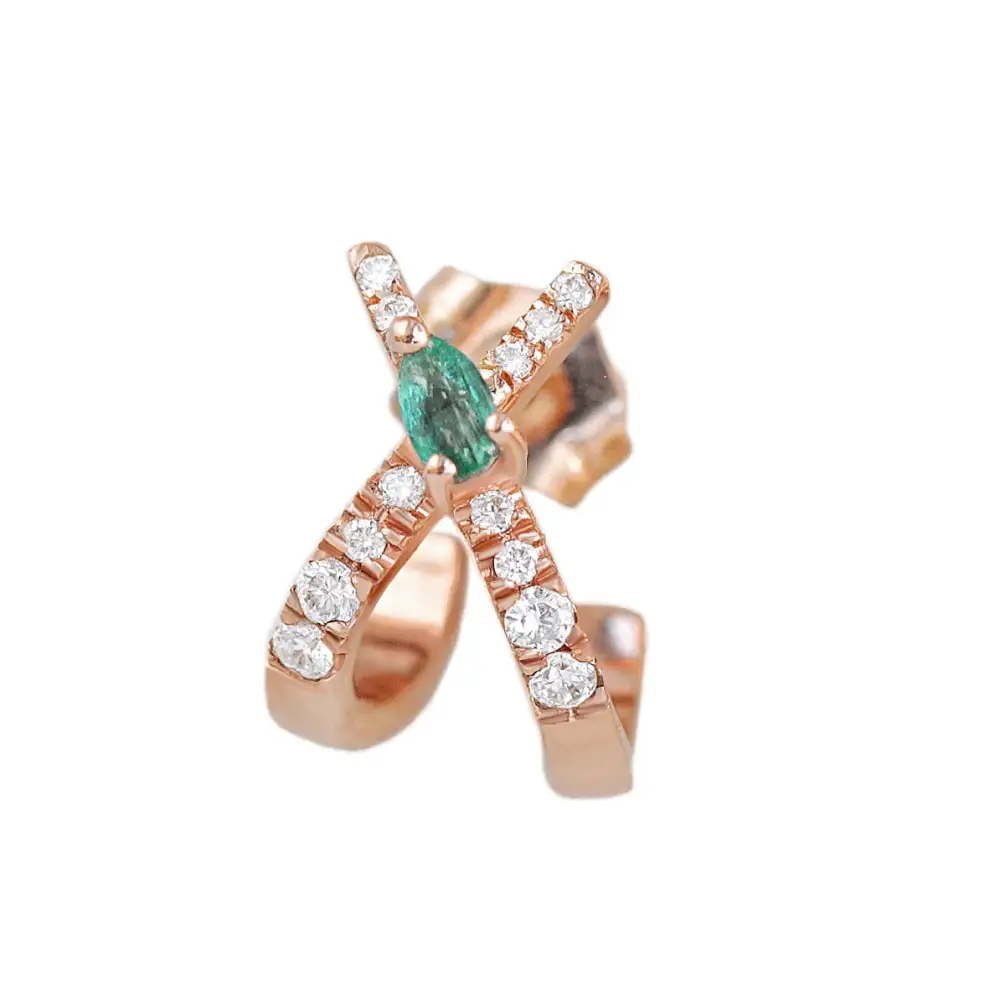 Earrings Diamond Earrings With Pear-Shaped Emerald