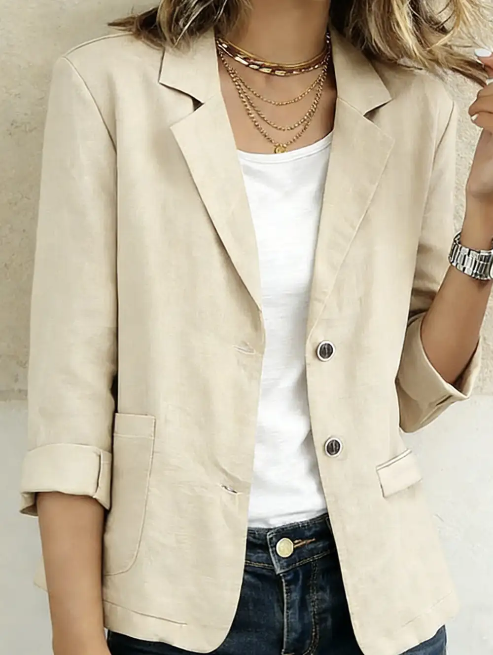 Cotton Linen Jackets and Blazers Top