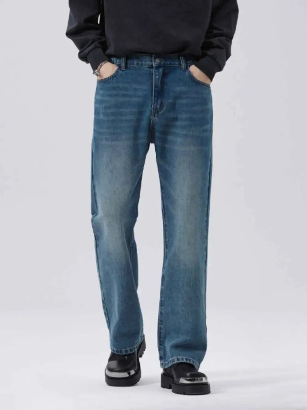 Washed Straight Leg Jeans
