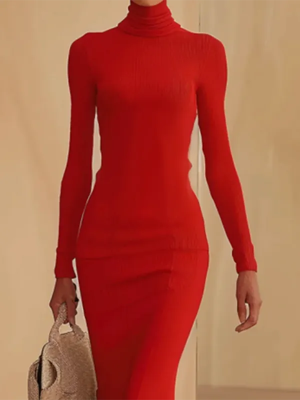 Skinny Long Neck Maxi Dress