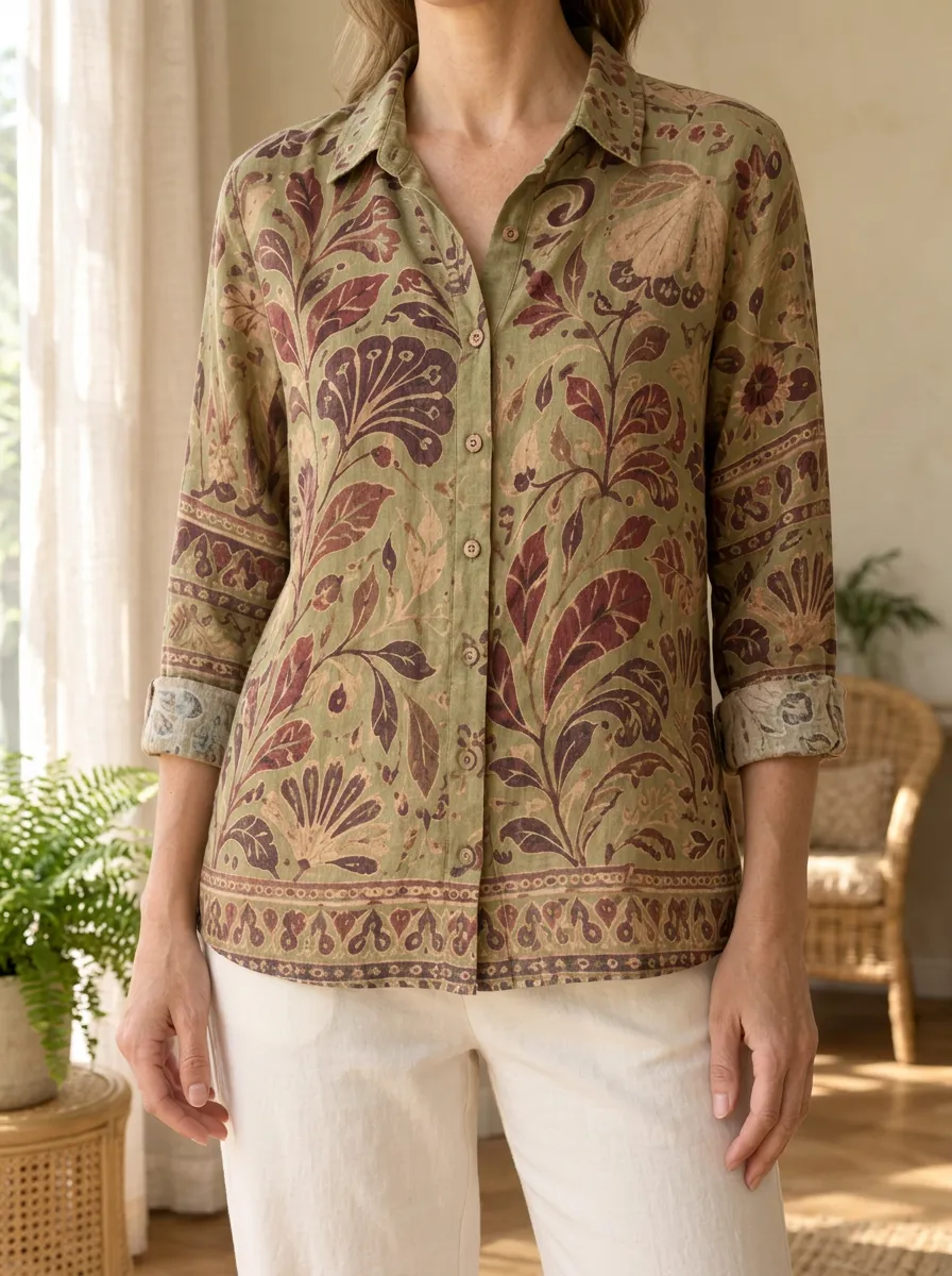 Women's Flourish Vintage Botanical Floral Shirt