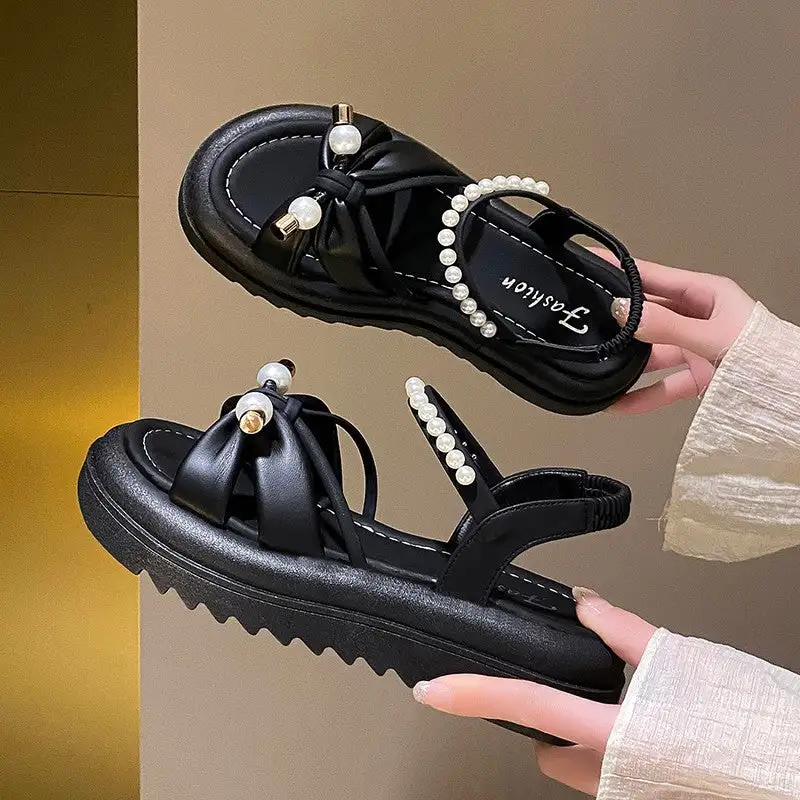Pearl Detail Flat Sandals