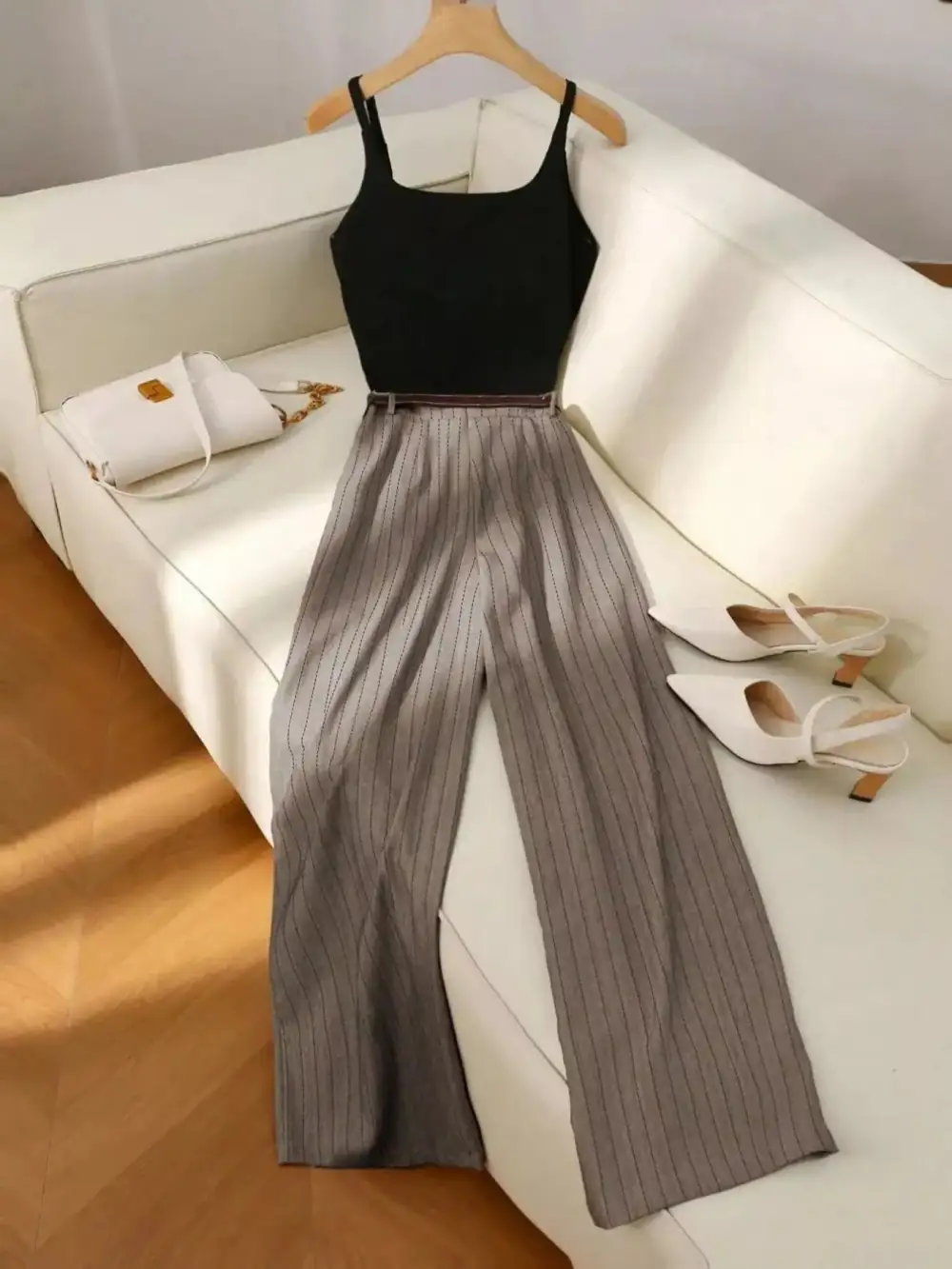 Refined Sleeveless Top and Wide Leg Pants Set