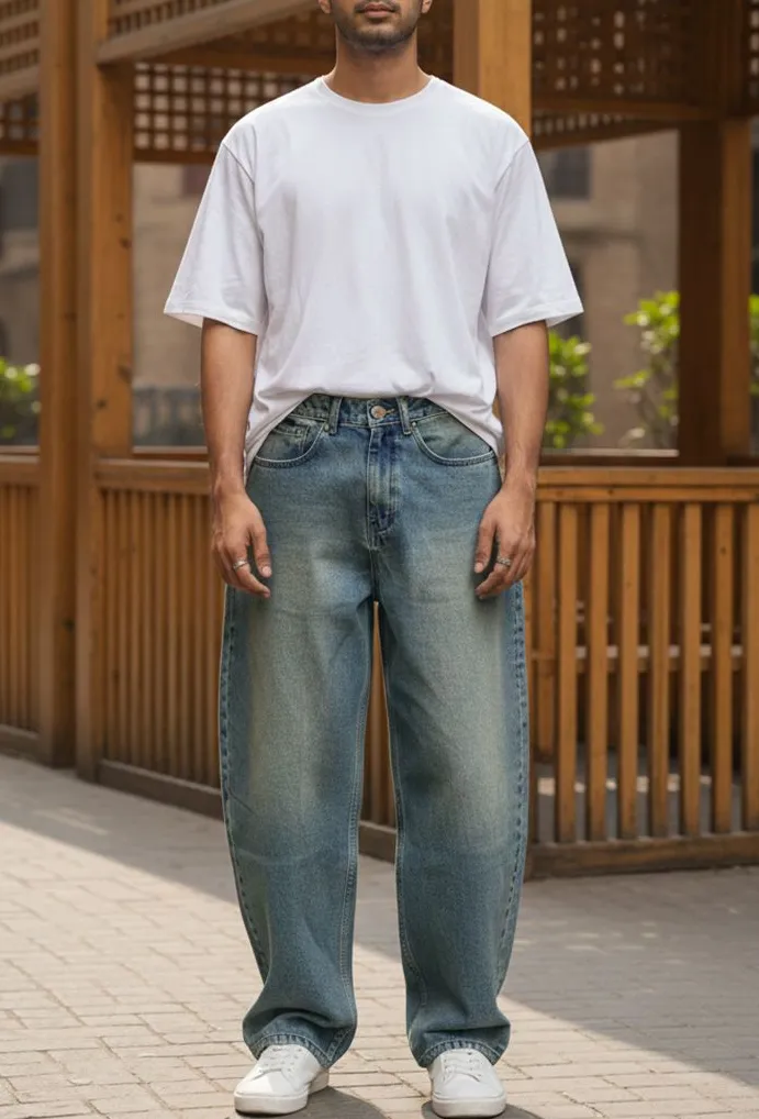 Baggy Breathable Barrel Jeans