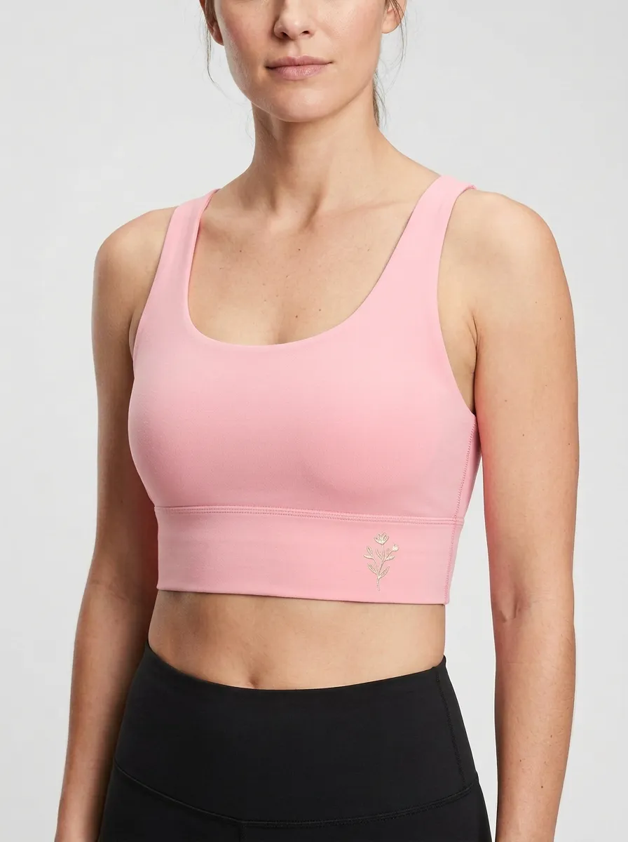 Women's Floral-Graphic Scoop-Neck Line-Art Sports Bra
