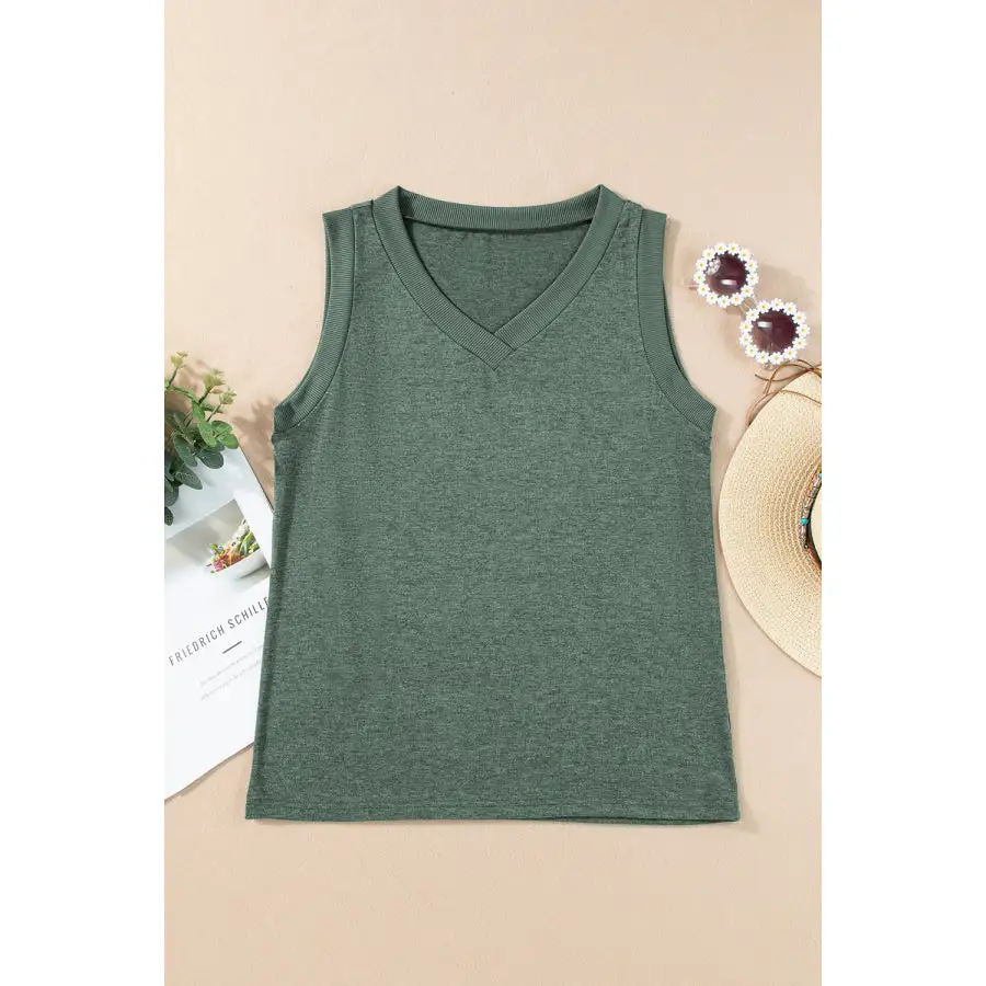 Minimal V Neck Wide Strap Tank