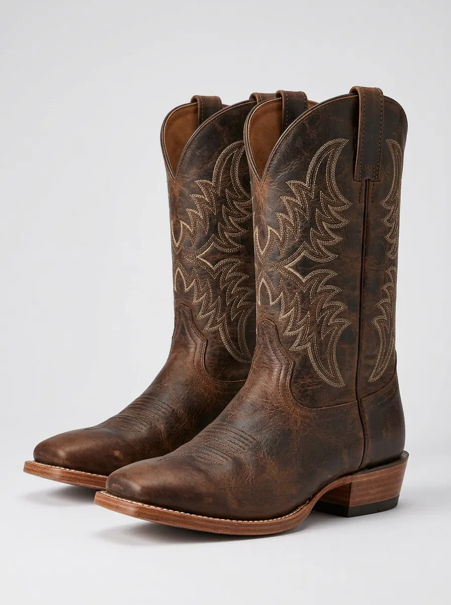 Unisex Western Cowboy Heart Embroidered Cowboy Boots