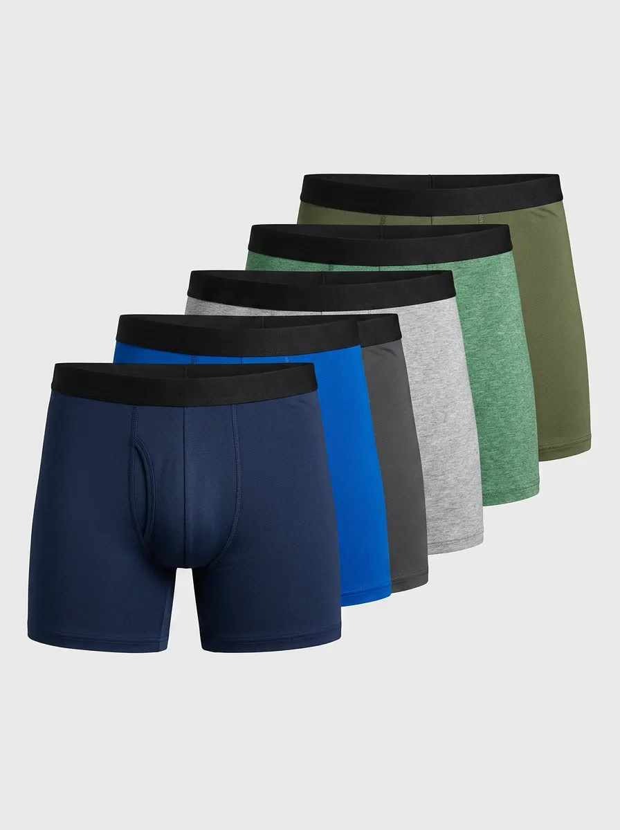 Men's Solid Basic Performance Heathered Texture 6-Pack Boxer Briefs