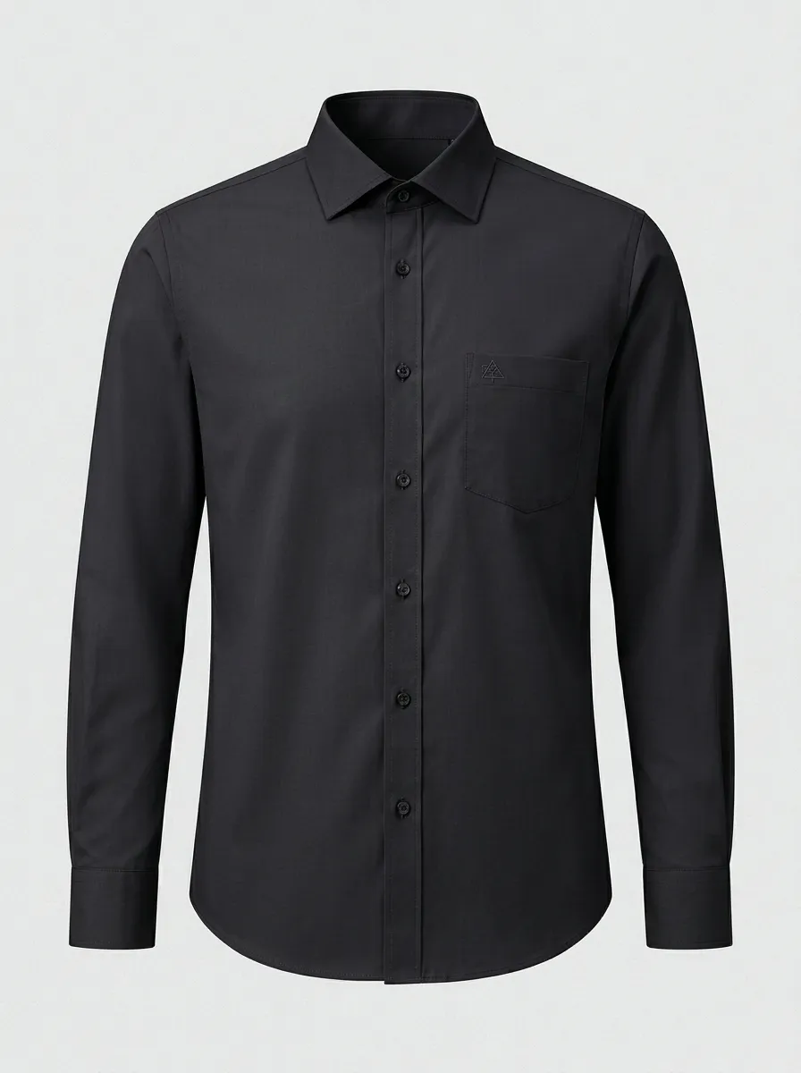 Men's Non-Iron Cotton Geometric Logo Embroidered Button-Down Shirt