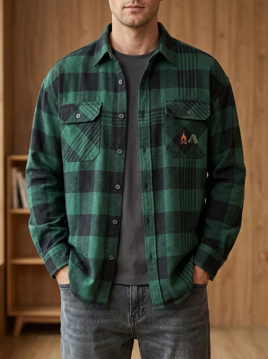 Campfire Tent Plaid Button Front Shirt