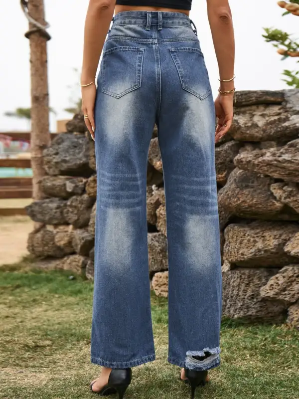 Clean Cut Drawstring Denim Jeans