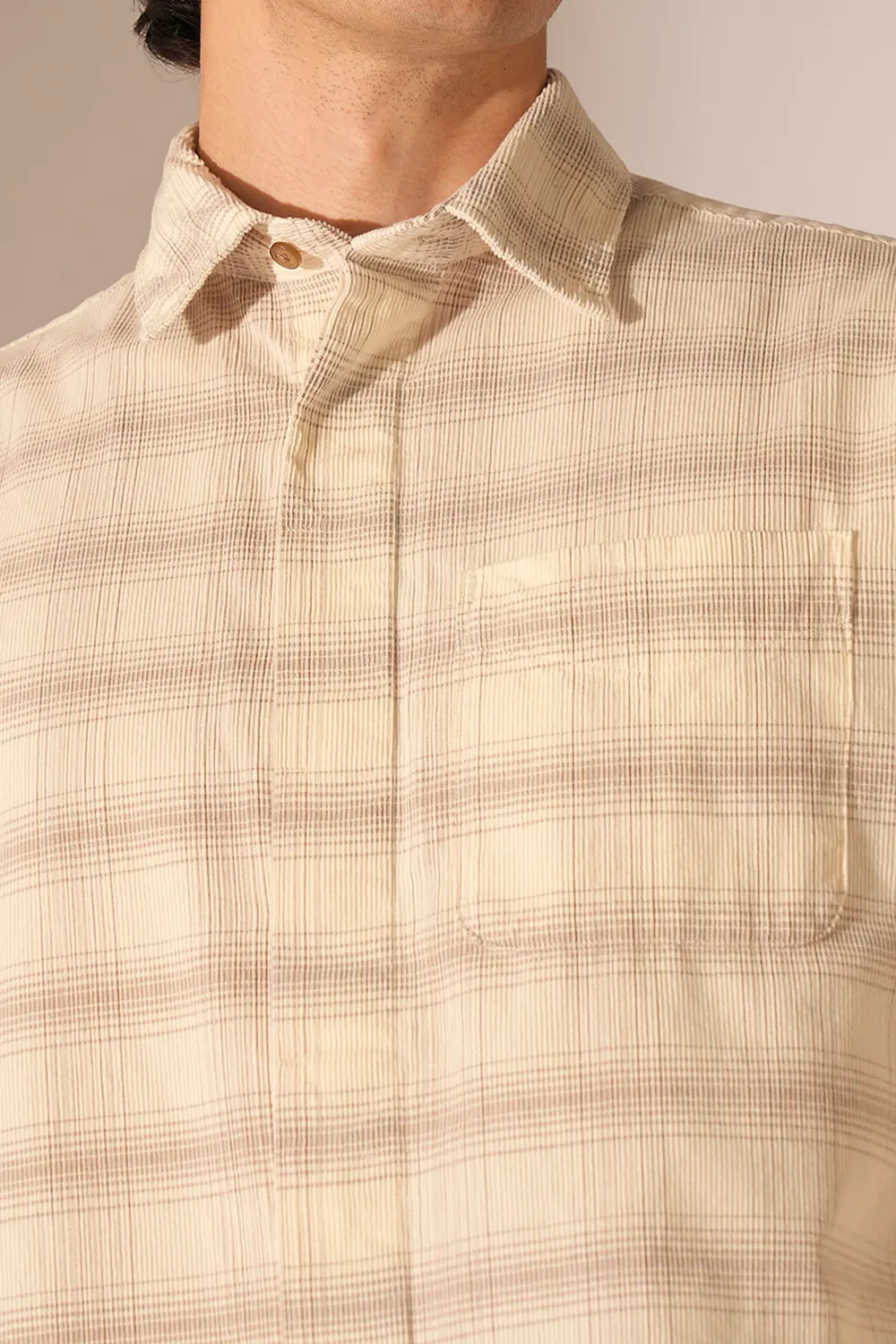 Casual Corduroy Check Shirt