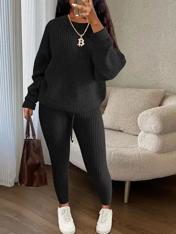 Fashionable Casual Knitted Suit Pants Suit