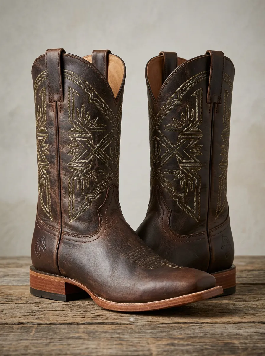 Frontier Heritage Embroidered Pattern Men's Western Cowboy Boots