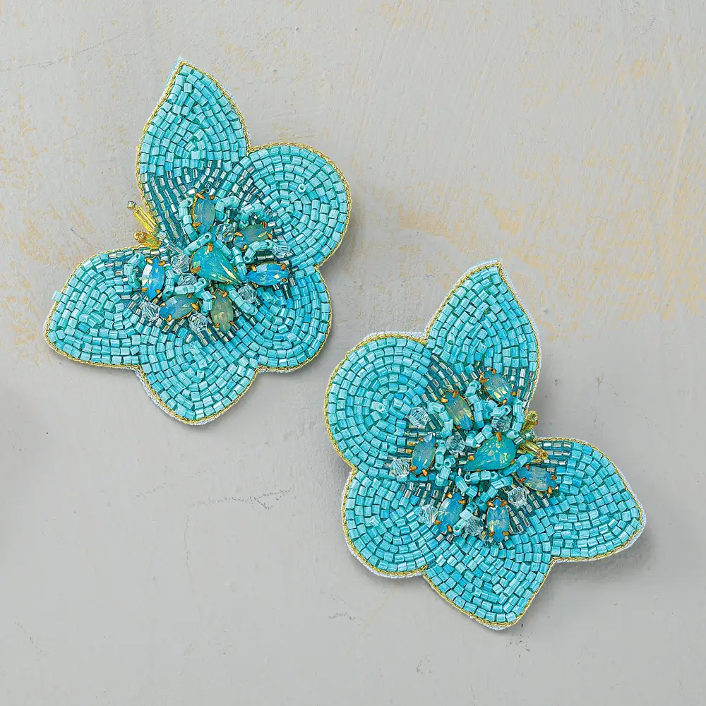 Classic Beaded Floral Drop Earrings