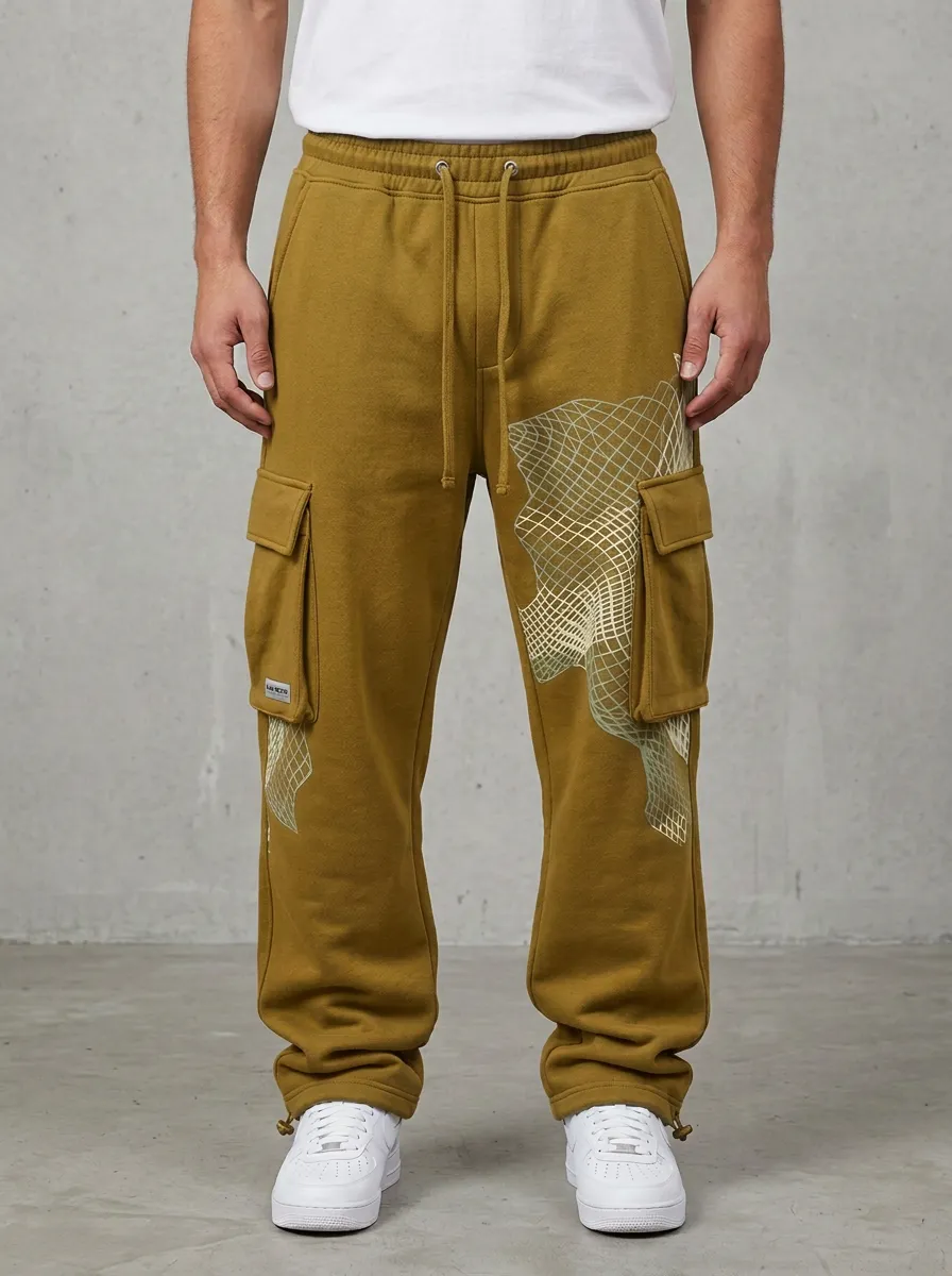 Utility Cargo Sweatpants Grid Men's Cargo Joggers