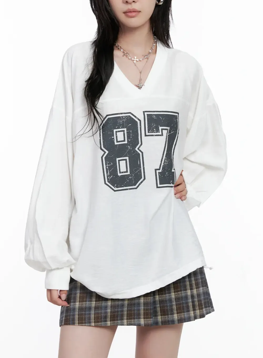 Oversized V-Neck Pullover Top