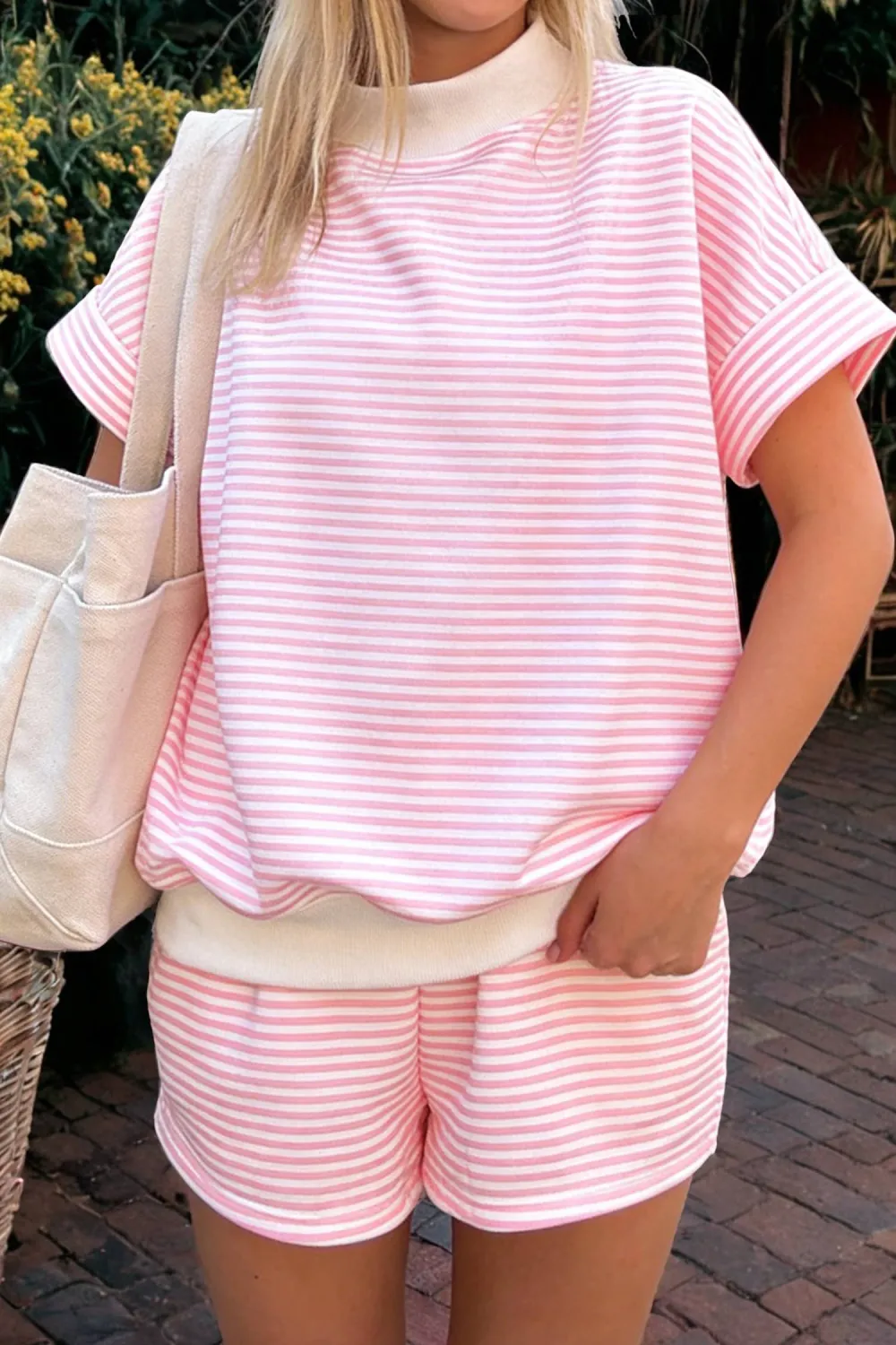 Striped Mock Neck Loungewear