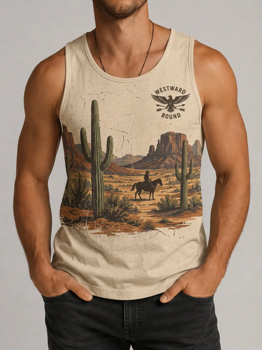 Men's Crew Neck Desert Graphic Tank Top