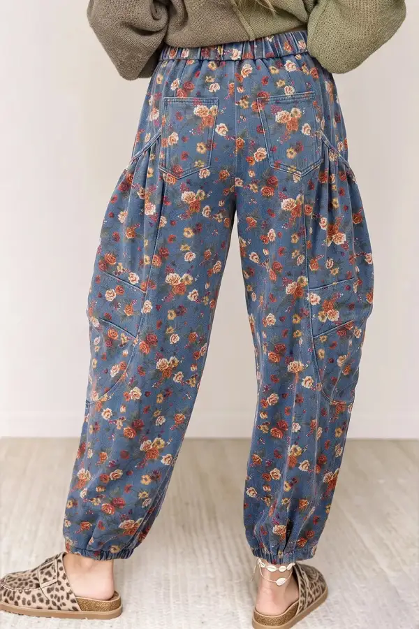 Floral Print Relaxed Fit Jeans - Ehc