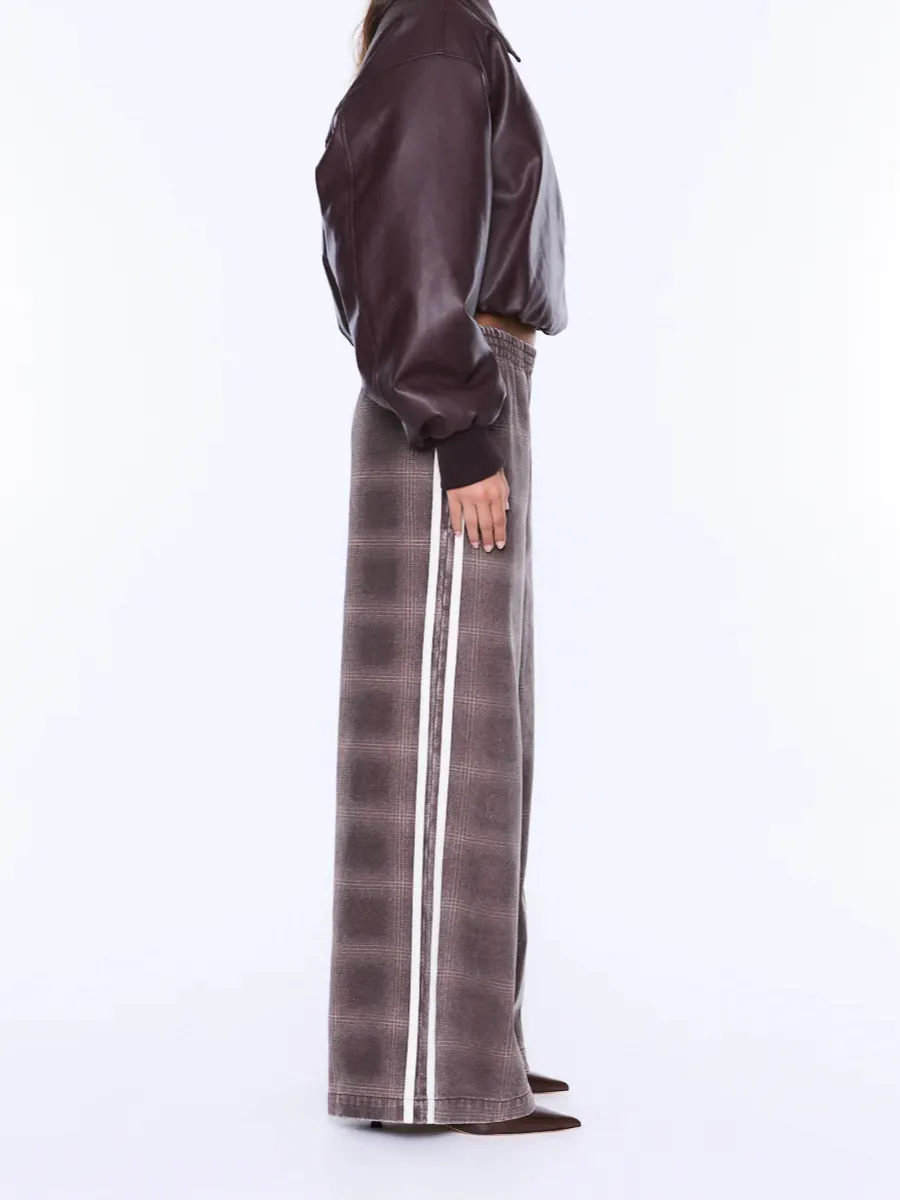 Check Wide Leg Pants