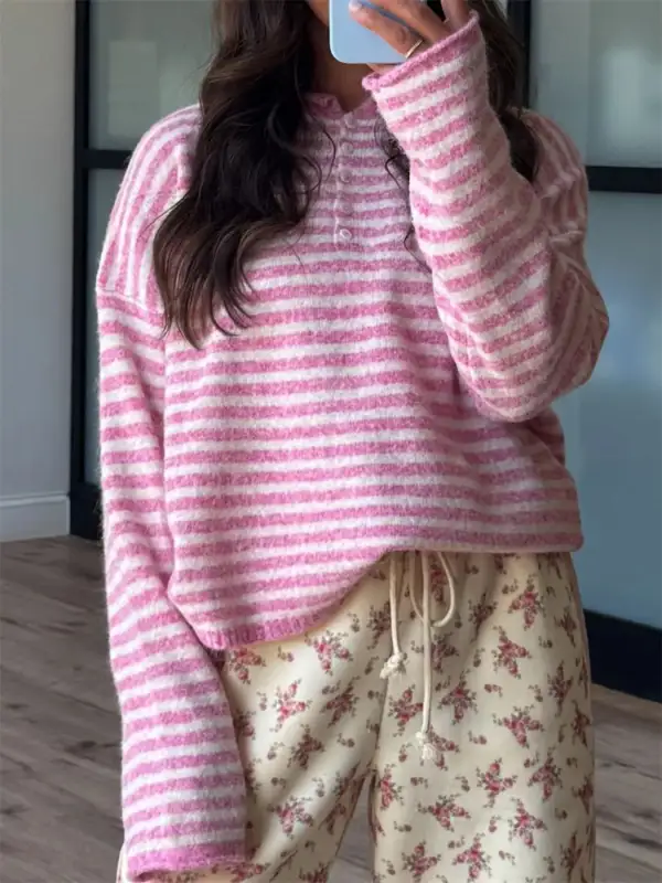 Modern Drop Shoulder Striped Sweater