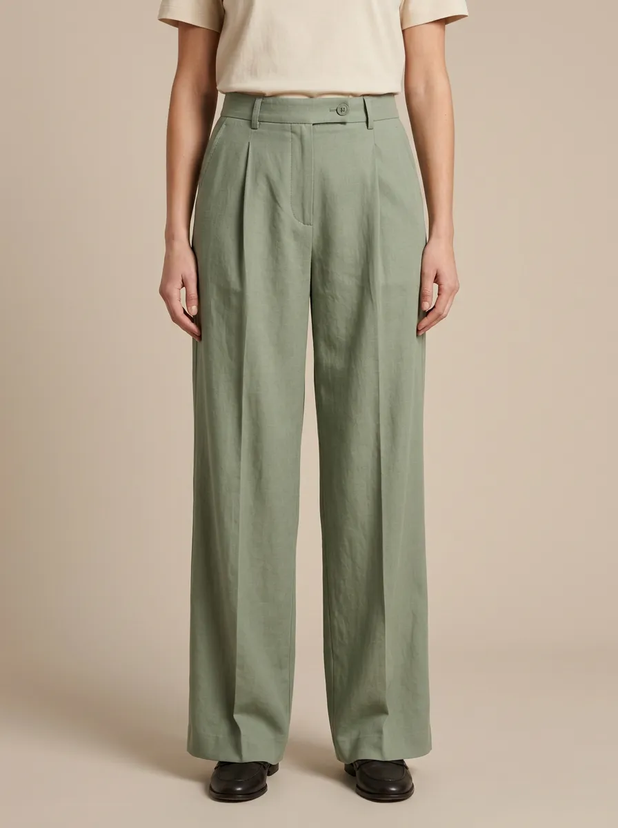 Everyday Softly Styled Pleated High Rise Wide Leg Trousers