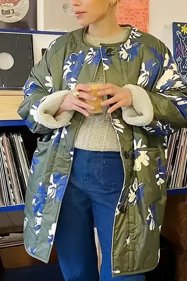 Chic Floral Polyester Classic Jacket
