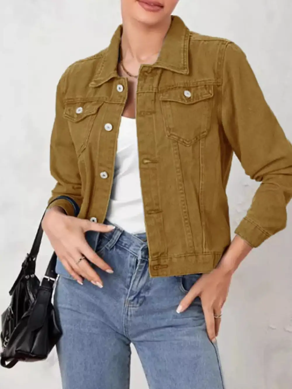 Button Up Long Sleeve Denim Jacket