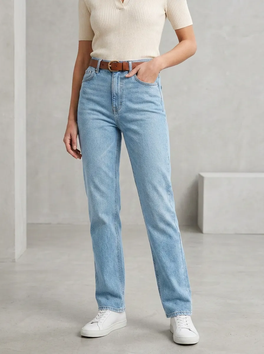 Vintage-Inspired High-Rise Classic Women's Straight-Leg Jeans
