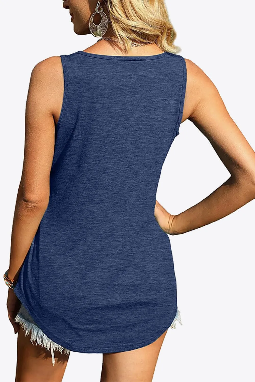 Curved Hem Square Neck Tank Top