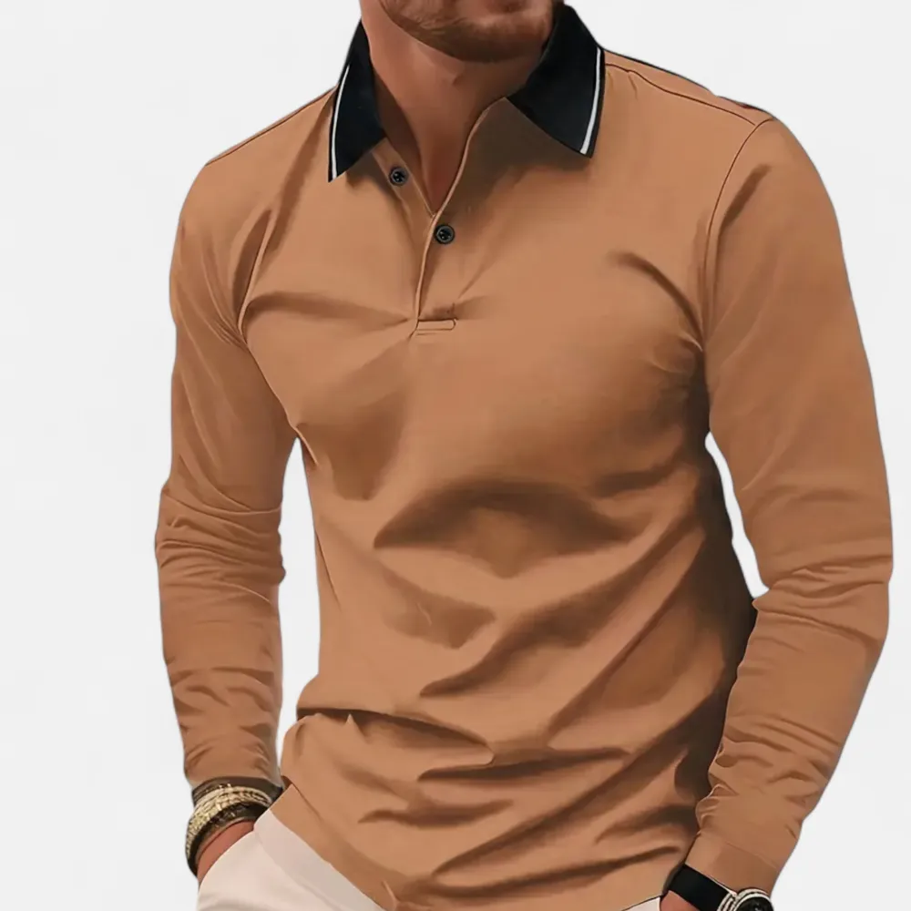 Rugby Style Breathable Long Sleeve Polo Shirt