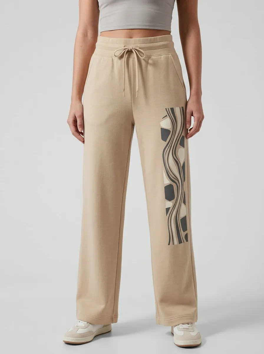 Women's Minimalist Abstract Wavy Graphic Sweatpants