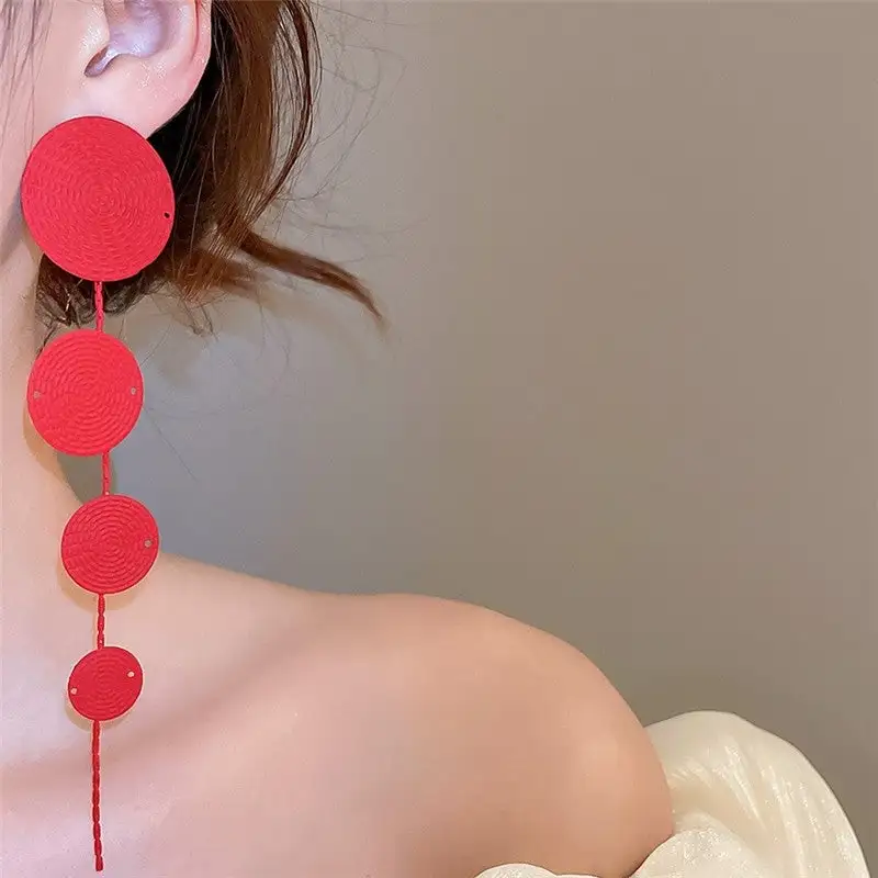 Tassel Round Metal Drop Earrings